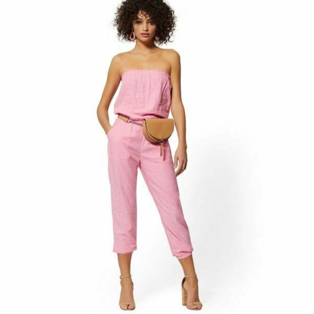 NY&CO SOHO ST. strapless Jumpsuit Pink SZ. XL/16 NWT - Picture 6 of 8